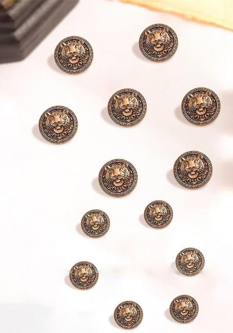 Men Set Of 13 Royal Tiger Button Brooches