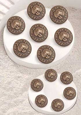 Men Set Of 13 Blazing Tiger Button Brooches