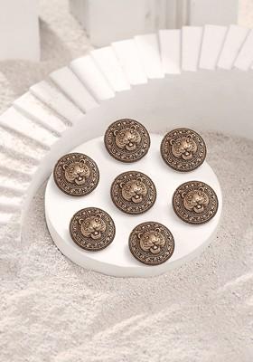 Men Set Of 7 Blazing Tiger Button Brooches
