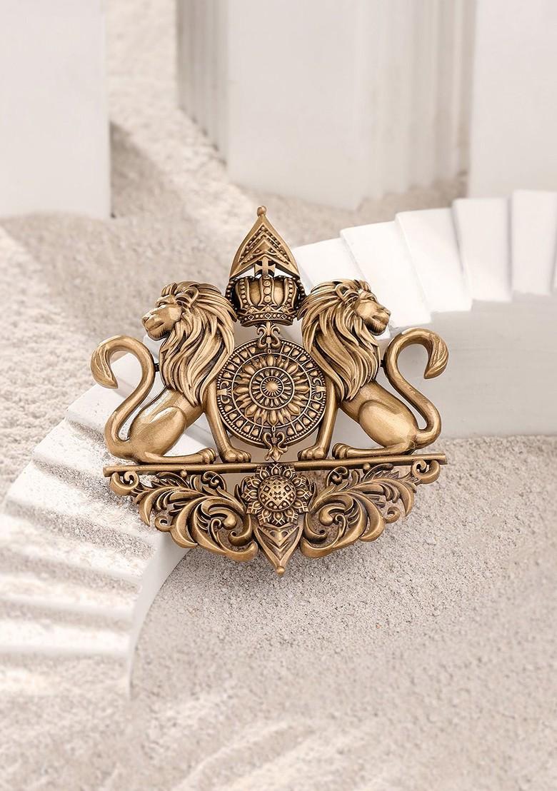 Men Lion Emblem Brooch