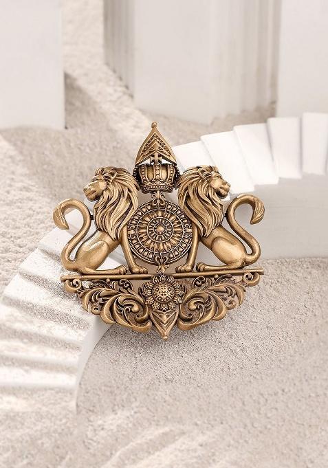 Men Lion Emblem Brooch