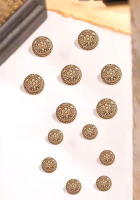 Men Set Of 13 Floral Blossom Button Brooches