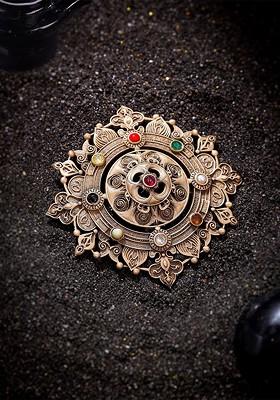 Men Statement Brass Artificial Stones And Beads Brooch