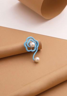 92.5 Sterling Silver Rhodium Plated Enamel Floral Brooch