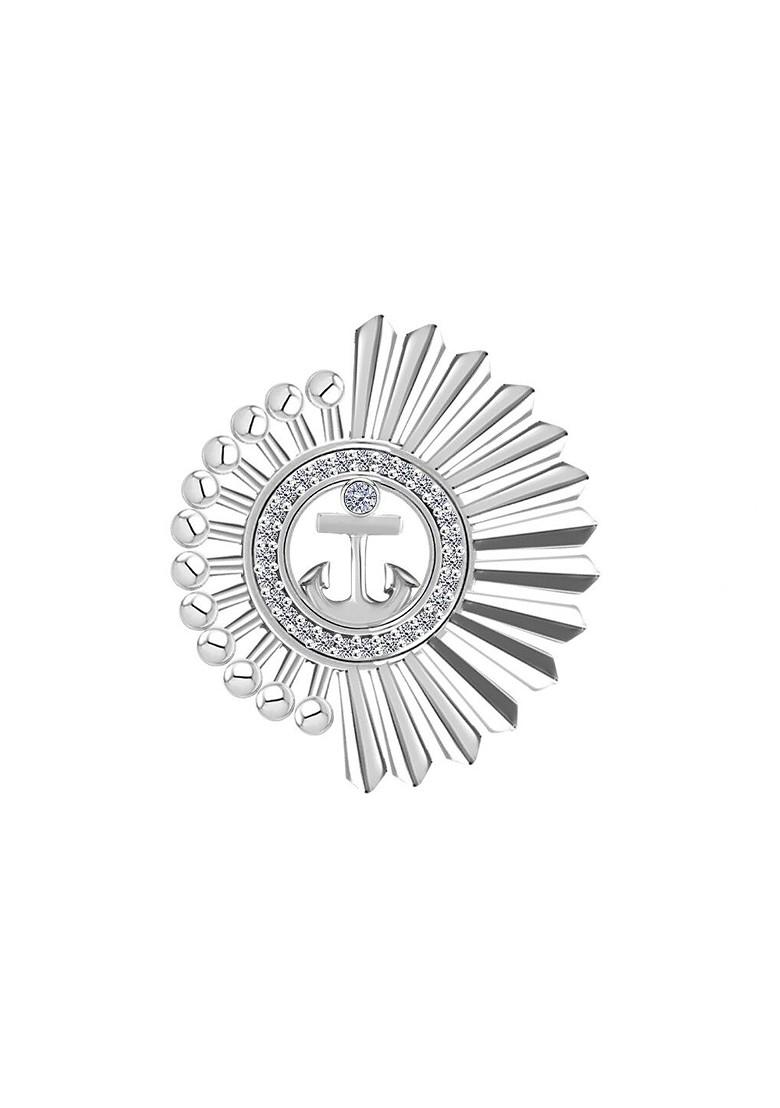 Men 925 Sterling Silver Anchor Design Brooch