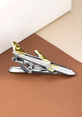 Men Gold Plated Airplane Shaped Brooch
