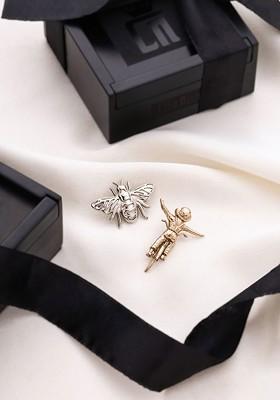 Set Of 2 Textured Brooches