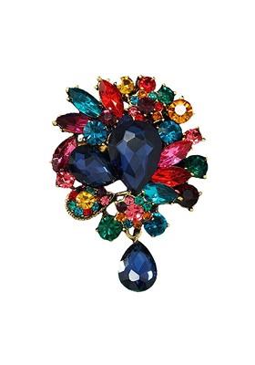 Women Crystal Rhinestone Studded Pin Brooch