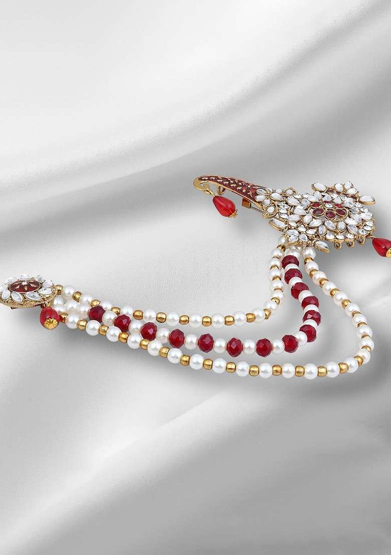 Men Triple Layered Mala Meenakari Work Kalangi Brooch - Indya