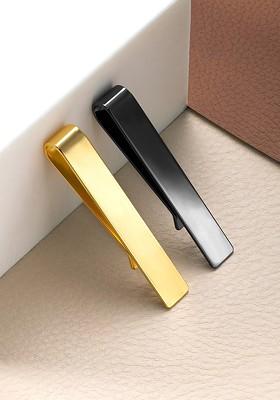 Men Set Of 2 Solid Slim Stainless Steel Classic Formal Tie Pins