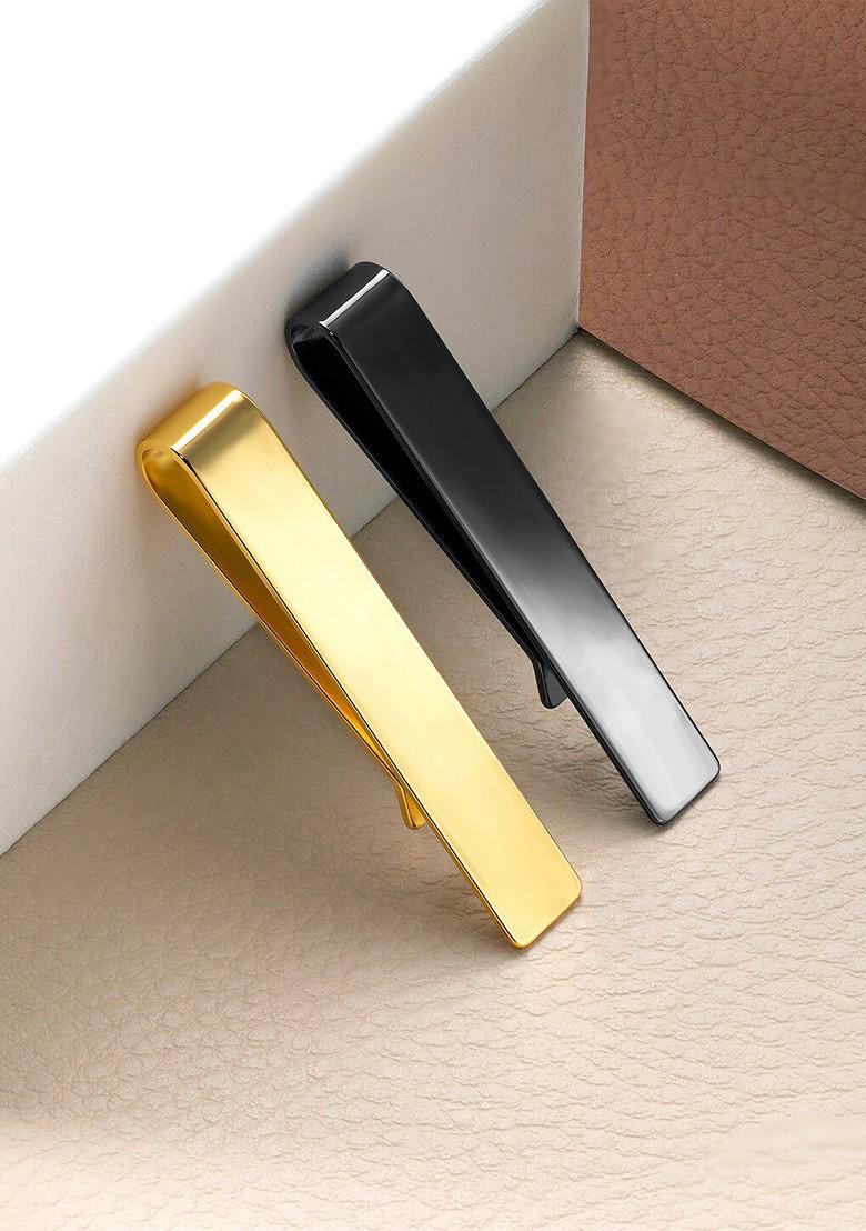 Men Set Of 2 Solid Slim Stainless Steel Classic Formal Tie Pins