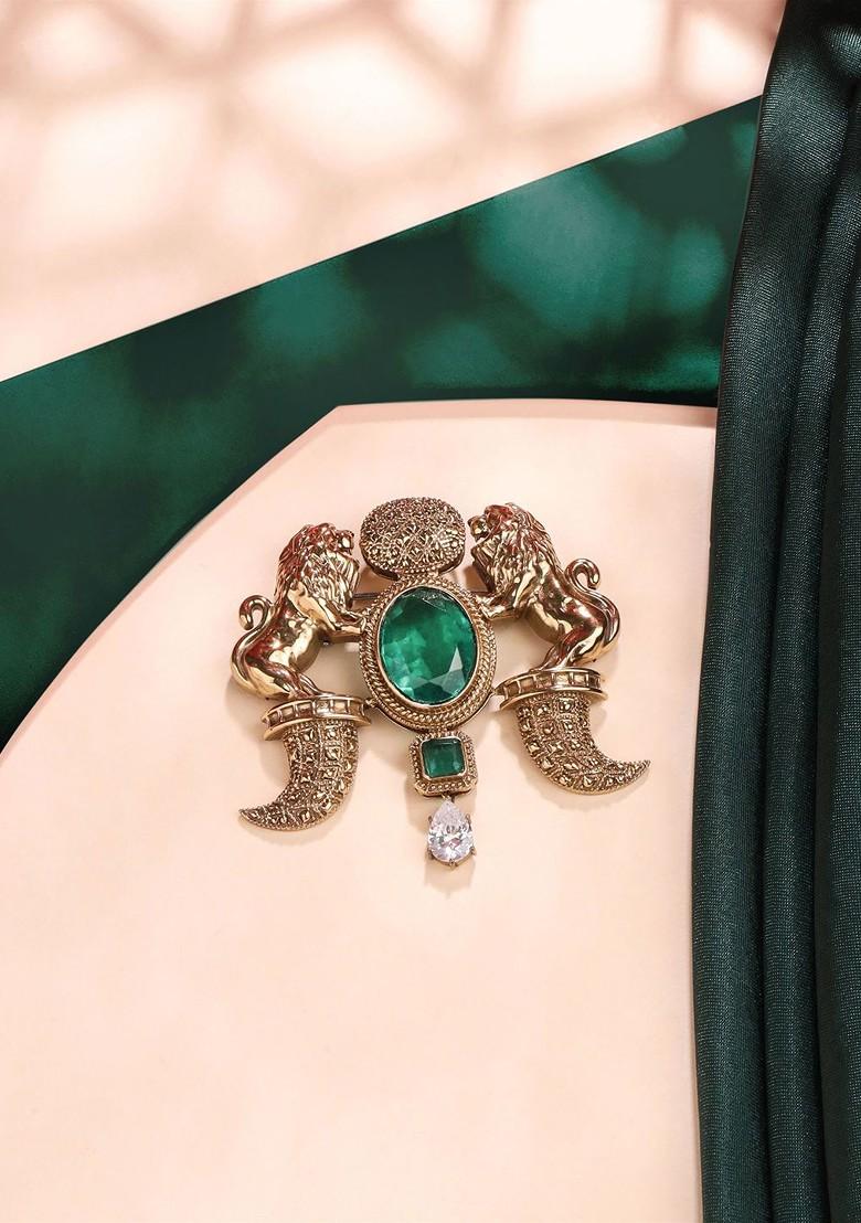 Brass Shehenshah E Jungler Charm Statement Brooch