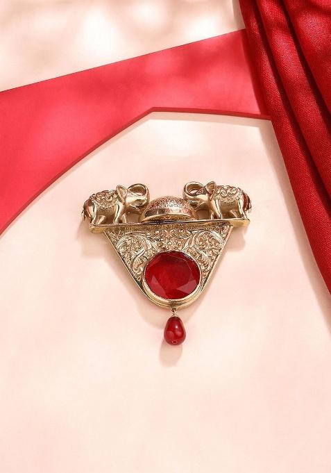 Men Stone Studded The Elephant Warrior Brooch