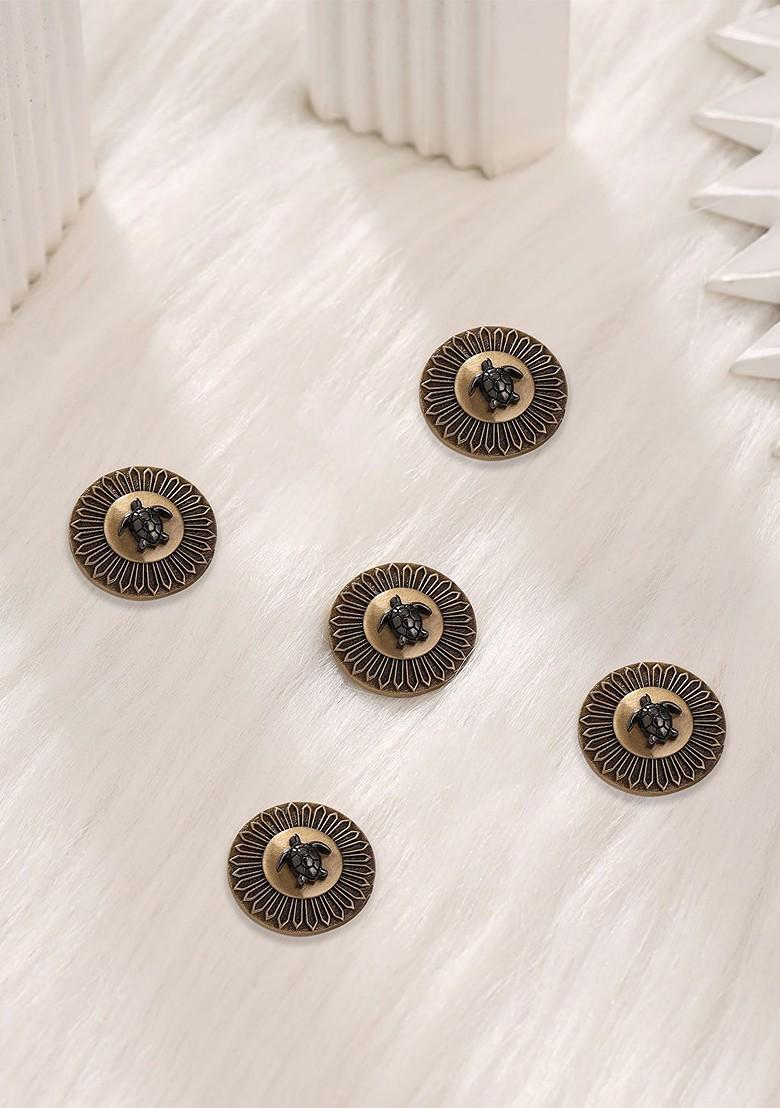 Men Set Of 5 Gold Plated Turtle Design Brooch