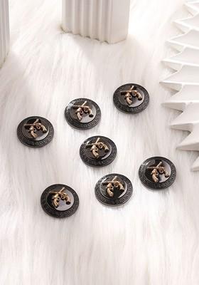 Men Set Of 7 Gold Plated Crossed Guns Design Buttons
