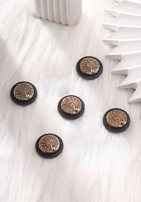 Men Set Of 5 Gold Plated Peacock Design Buttons