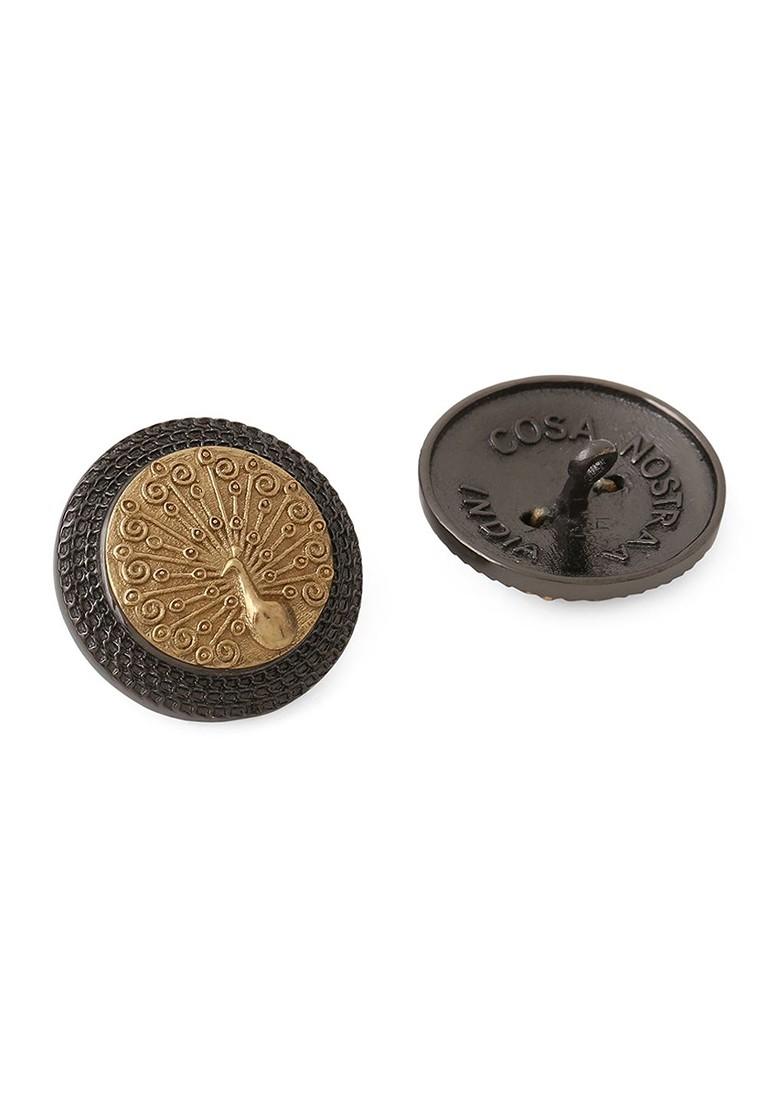 Men Set Of 5 Gold Plated Peacock Design Buttons
