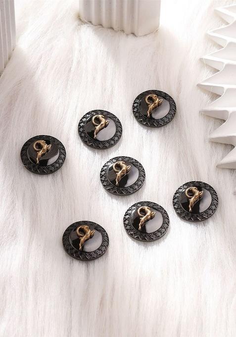 Men Set Of 7 Gold Plated Capricorn Buttons
