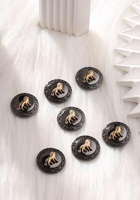 Men Set Of 7 Gold Plated Stones Beads Studded Lion Design Brooch