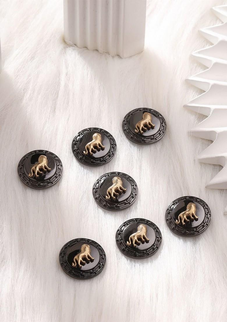 Men Set Of 7 Gold Plated Stones Beads Studded Lion Design Brooch