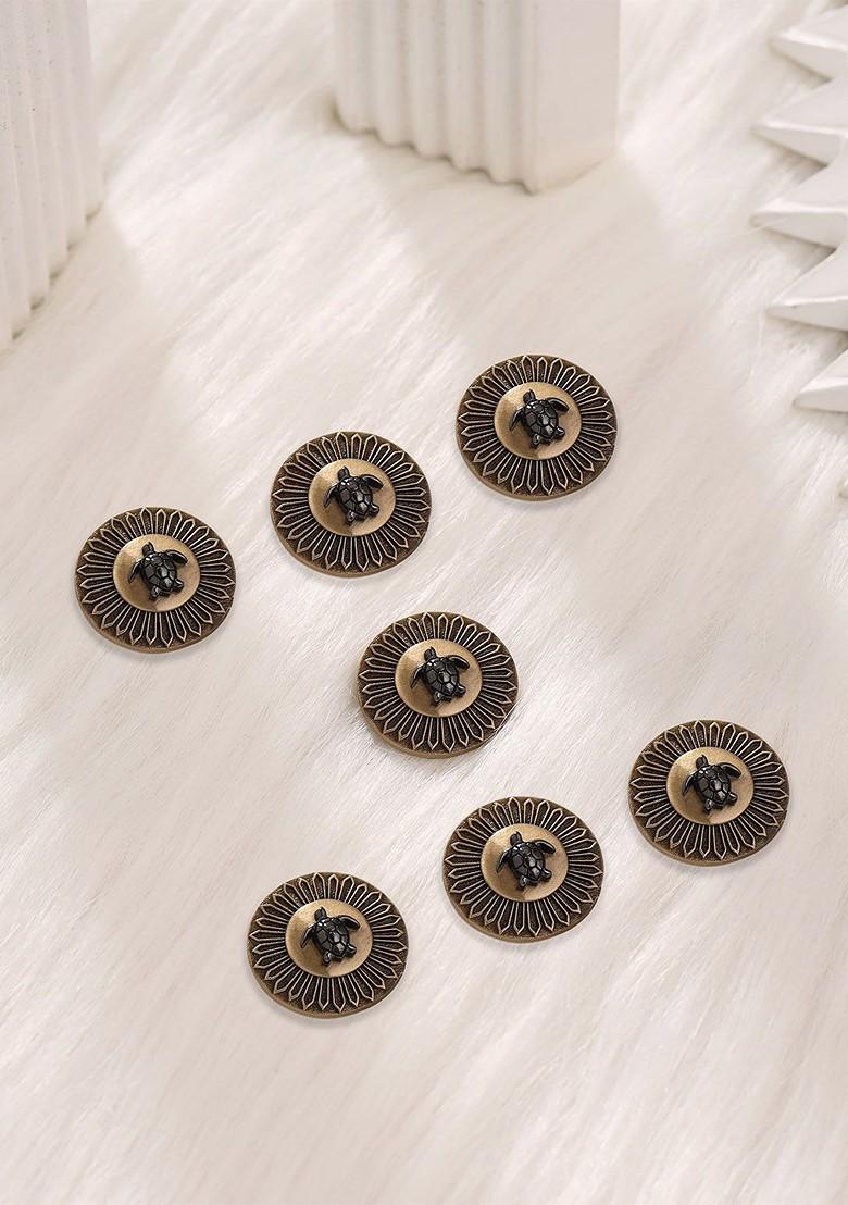 Men Set Of 7 Gold Plated Turtle Twist Brooch