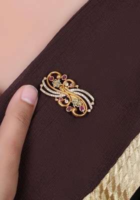 Peacock Design Brooch - Indya