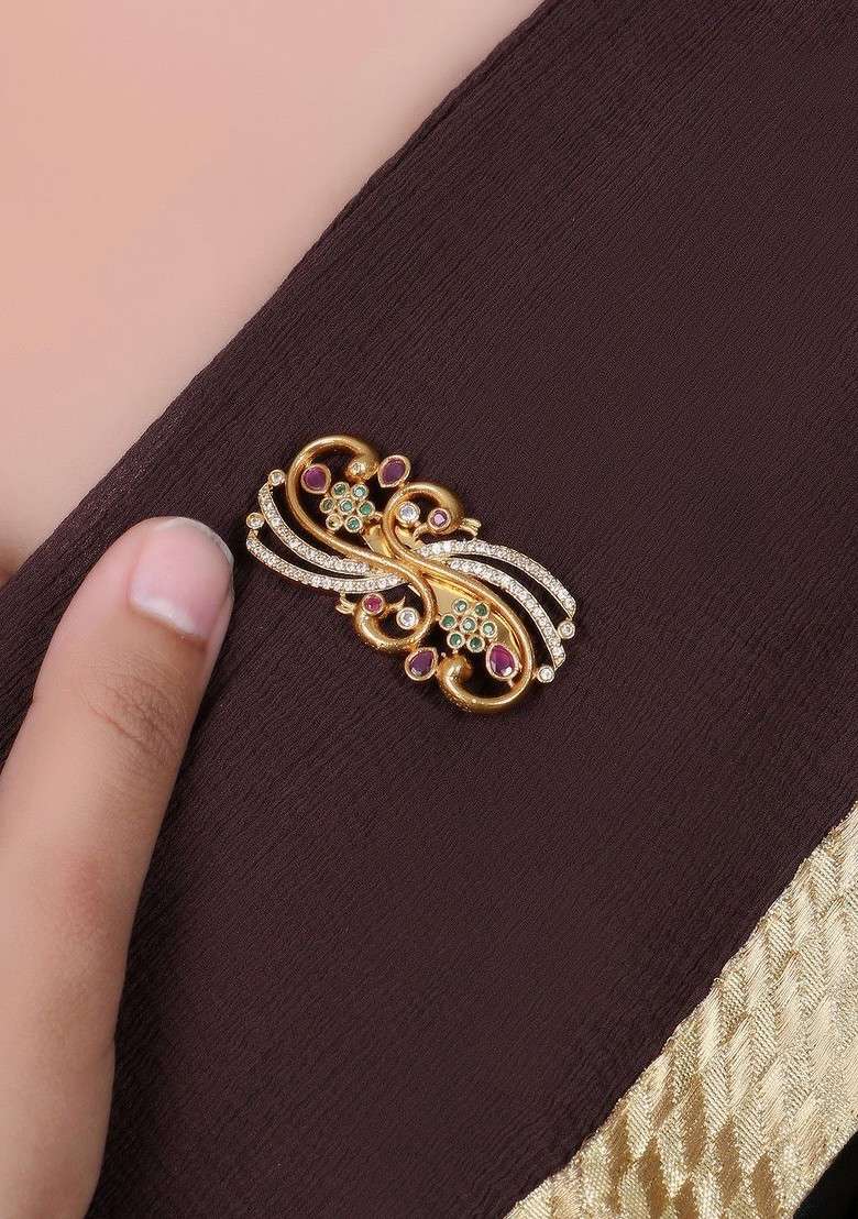 Peacock Design Brooch - Indya