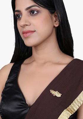 Gold Plated Stone Studded Peacock Design Brooch