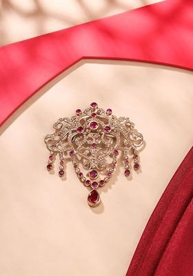 Men Brass Stone Studded Glitz Brooch