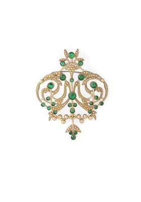 Men Statement Artificial Stones And Beads Studded Ornate Aura Brooch