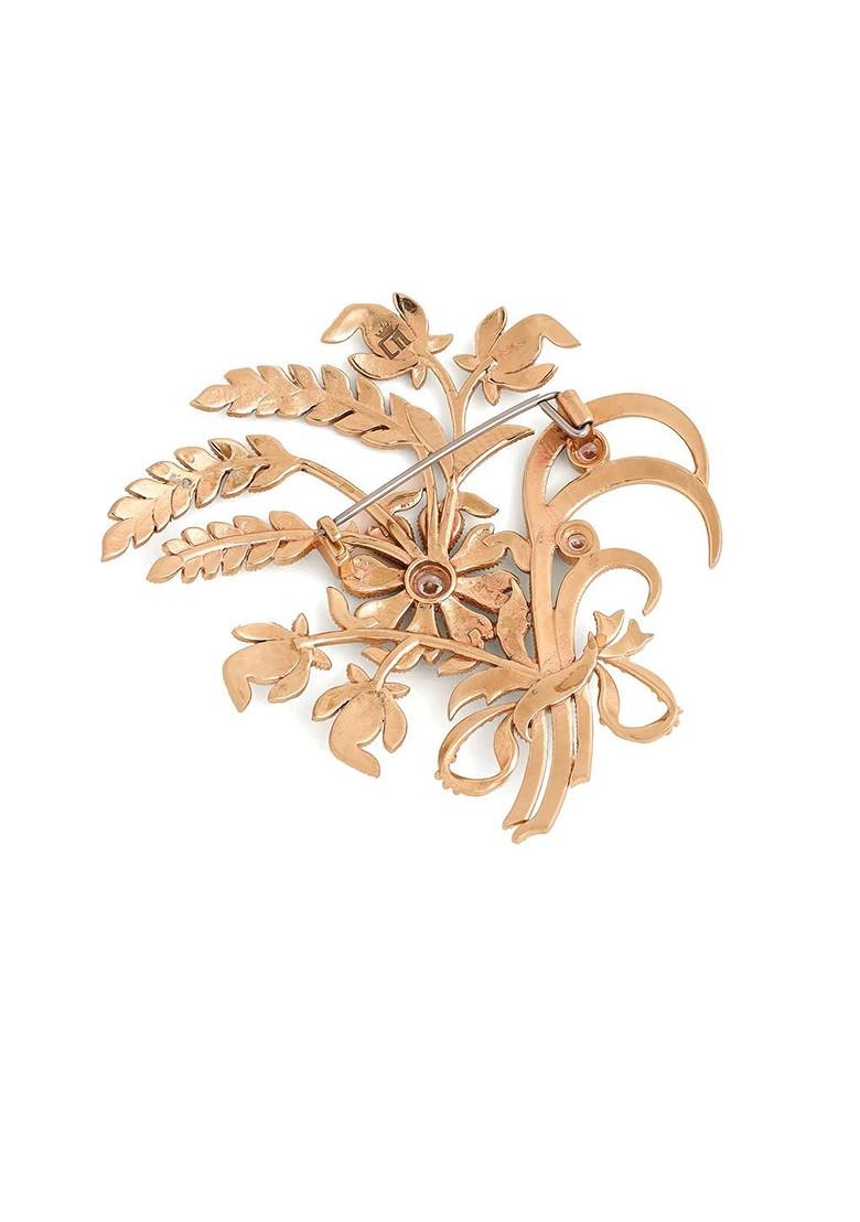 Men Stone Studded Floral Fabel Brooch