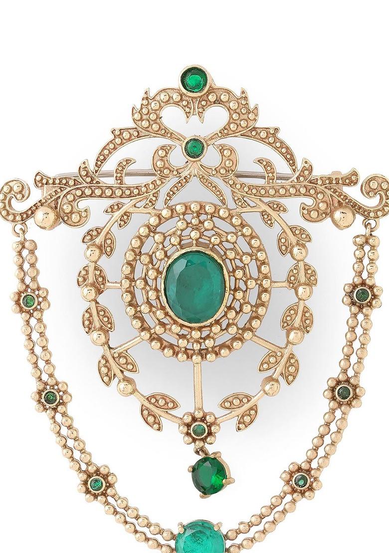 Men Stones Studded Shield Brooch