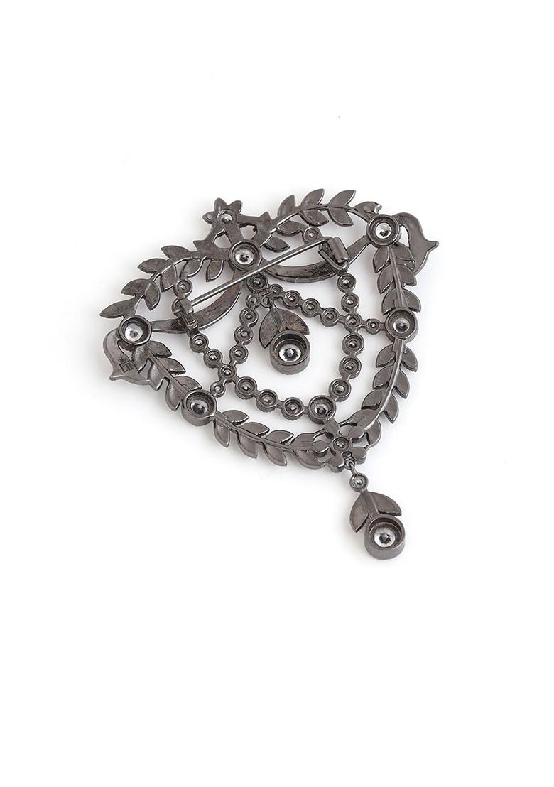 Men Statement Artificial Stones And Beads Studded Elite Enigma Brooch