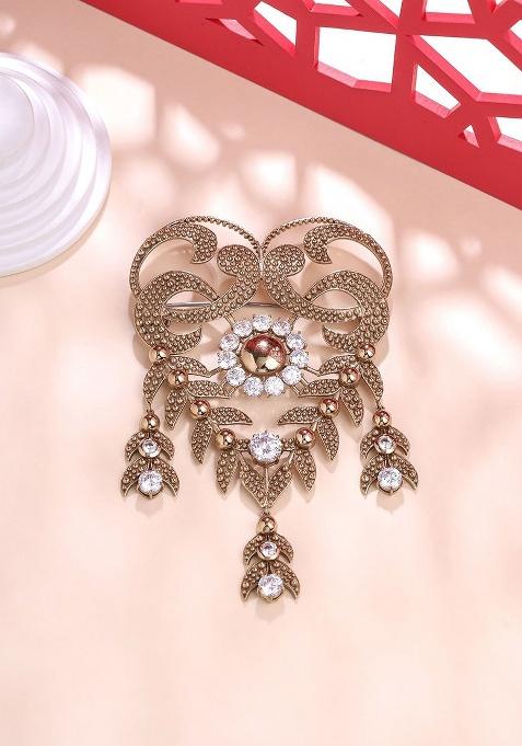 Men Metallic Elite Stone Studded Extravagance Brooch