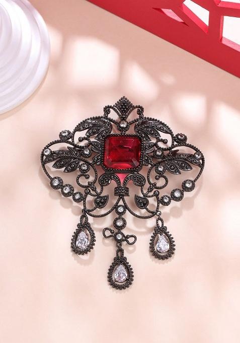 Men Stone Studded Intricate Wonder Brooch