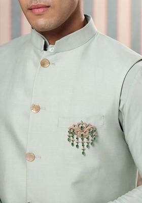 Men Stone Studded Victorian Dangle Brooch