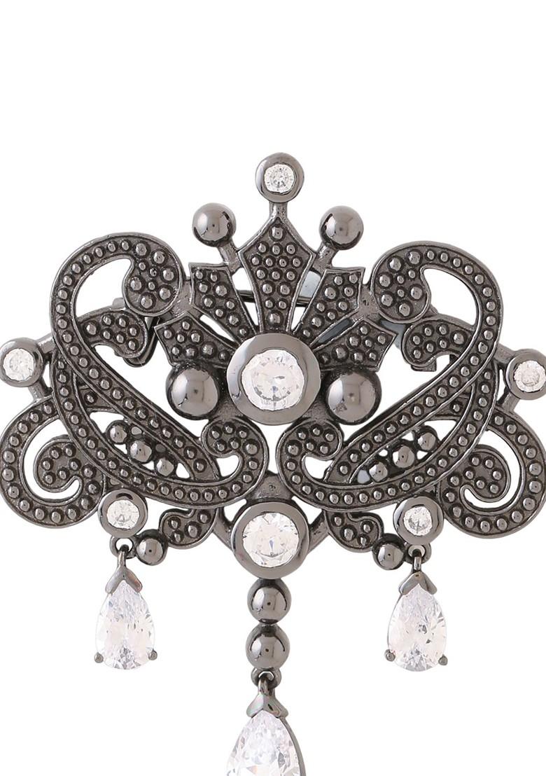 Men Statement Artificial Stones And Beads Studded Ornate Glory Charm Brooch
