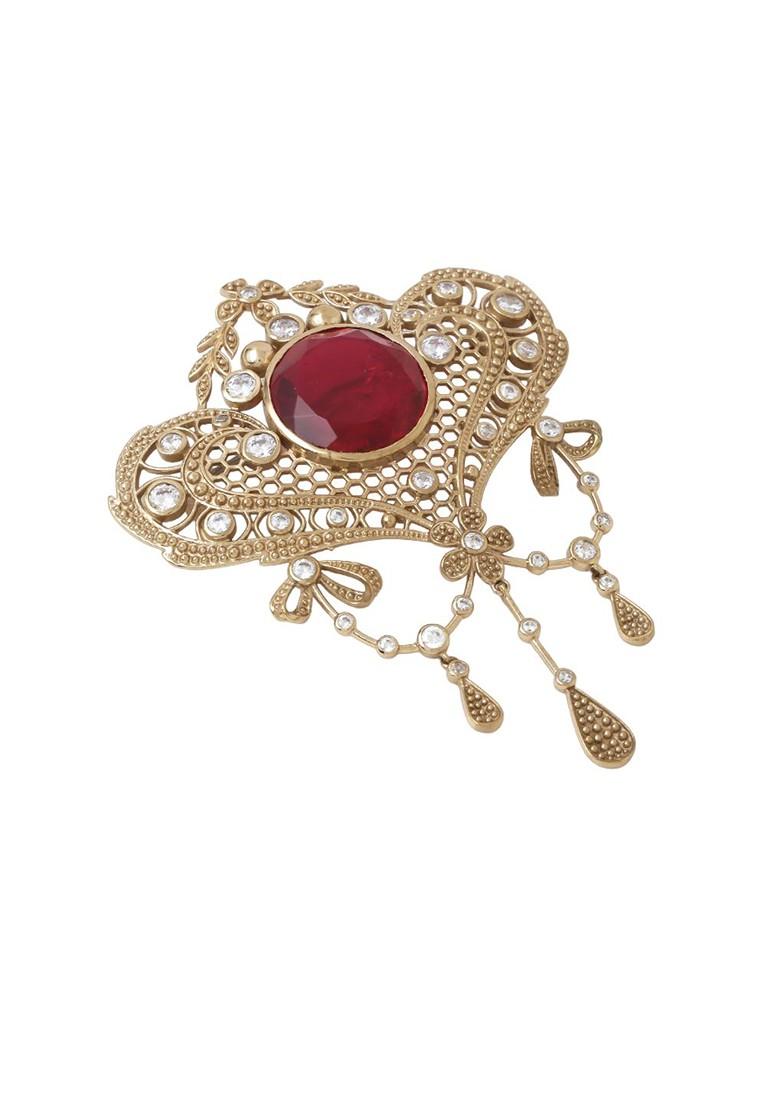 Men Statement Artificial Stones And Beads Studded Marvel Brooch