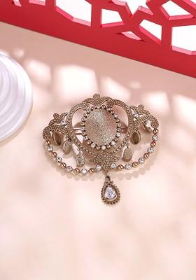 Men Statement Artificial Stones And Beads Studded Dainty Delight Brooch