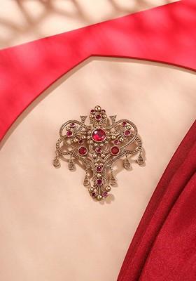 Men Statement Artificial Stones And Beads Studded Grace Of Garden Brooch