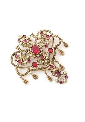 Men Statement Artificial Stones And Beads Studded Grace Of Garden Brooch - Indya