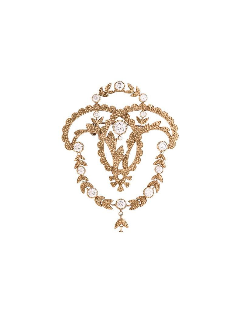 Men Statement Artificial Stones And Beads Studded Fab Floral Brooch