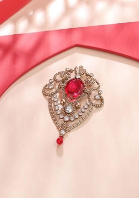 Men Artificial Stones And Beads Brooch