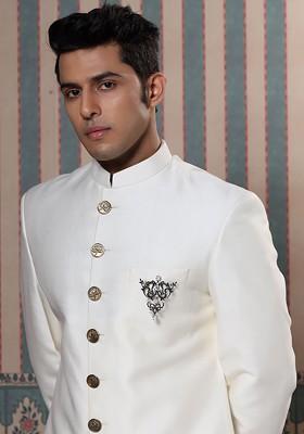 Men Metallic Artificial Stones And Beads Studded Vintage Victorian Brooch