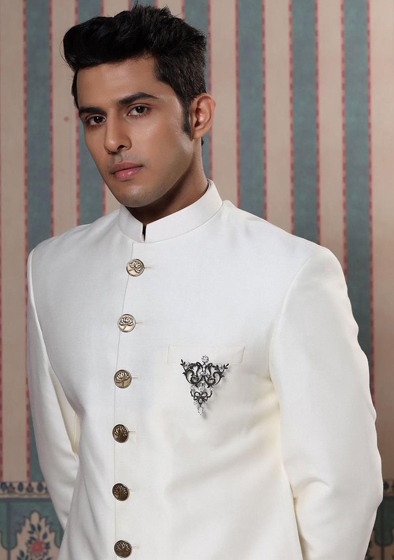 Men Metallic Artificial Stones And Beads Studded Vintage Victorian Brooch