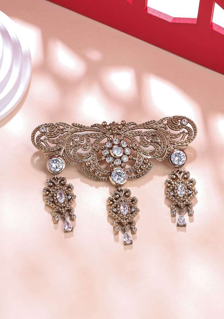 Men Statement Artificial Stones And Beads Studded Symphony Brooch - Indya