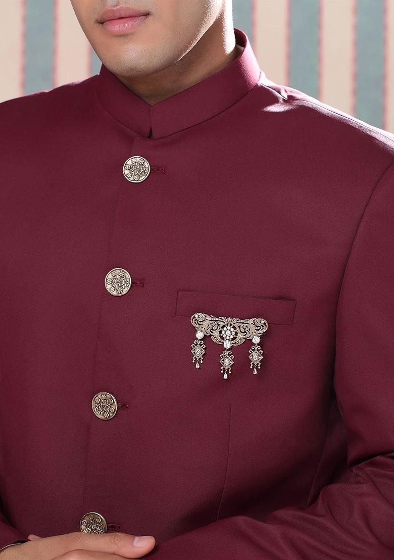 Men Statement Artificial Stones And Beads Studded Symphony Brooch