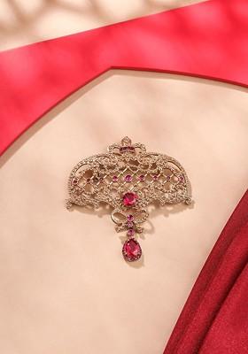 Men Bow Beauty Artificial Stones And Beads Charm Brooch