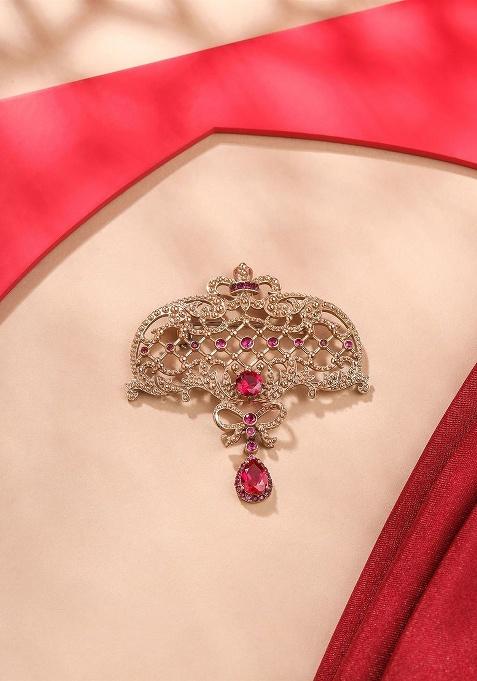 Men Bow Beauty Artificial Stones And Beads Charm Brooch