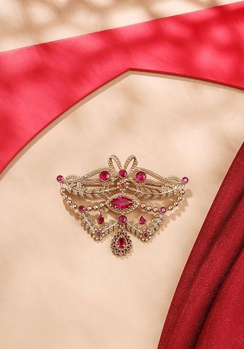 Fleur Muse Artificial Stones And Beads Ethnic Brooch